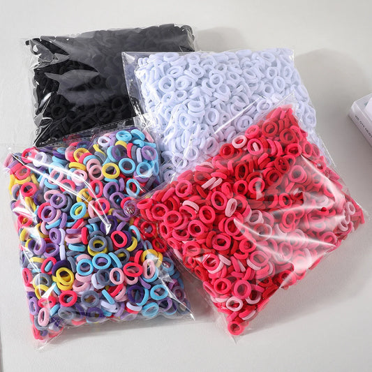 100 Uds. Lazos elásticos básicos coloridos de nailon para el cabello para niñas y niños, coleta para sujetar, banda de goma, accesorios básicos para el cabello para niños
