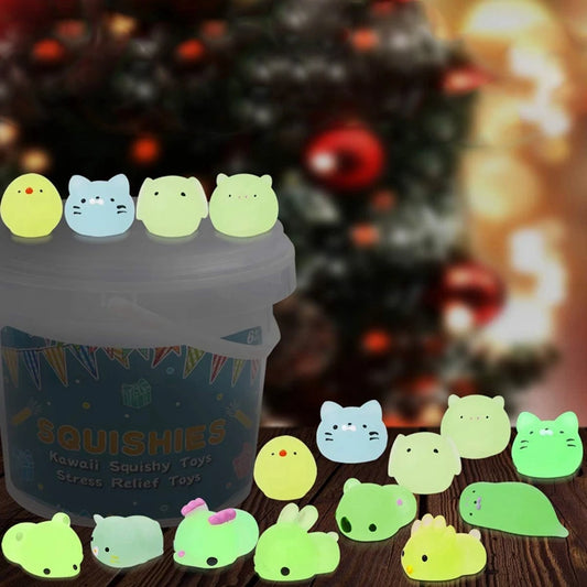 12/36 Uds. Para niños Kawaii animales Squishies Mochi juguetes blandos que brillan en la oscuridad favores de fiesta alivio del estrés Squishy