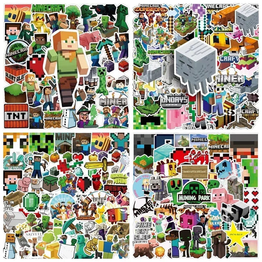 50 Uds Minecrafte pegatinas espada Creeper Steve Miner Enderman teléfono maleta para portátil dibujos animados impermeable decoración de taza de agua