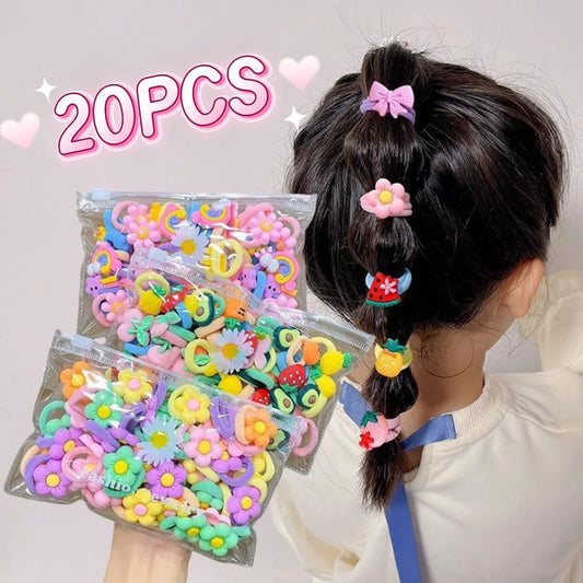 10/20 unids/set de bandas elásticas de goma para el cabello con dibujos animados para niñas, no daña el cabello, Scrunchie pequeño, lazos para el cabello dulces para niños, accesorios para el cabello