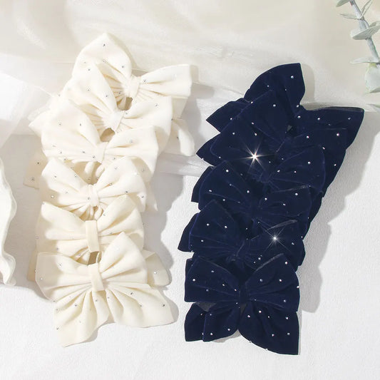 2/4/6 Uds. Pinzas para el cabello con lazo para niña, pinzas para el cabello de terciopelo para otoño e invierno, textura con lazo, regalo para niños a la moda, accesorios para el cabello para bebé