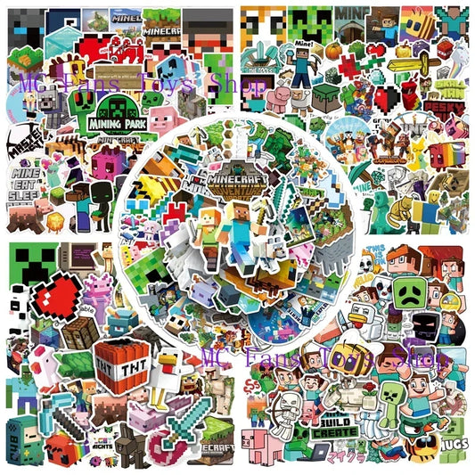 50 Uds Minecrafte pegatinas espada Creeper Steve Miner Enderman teléfono maleta para portátil dibujos animados impermeable decoración de taza de agua